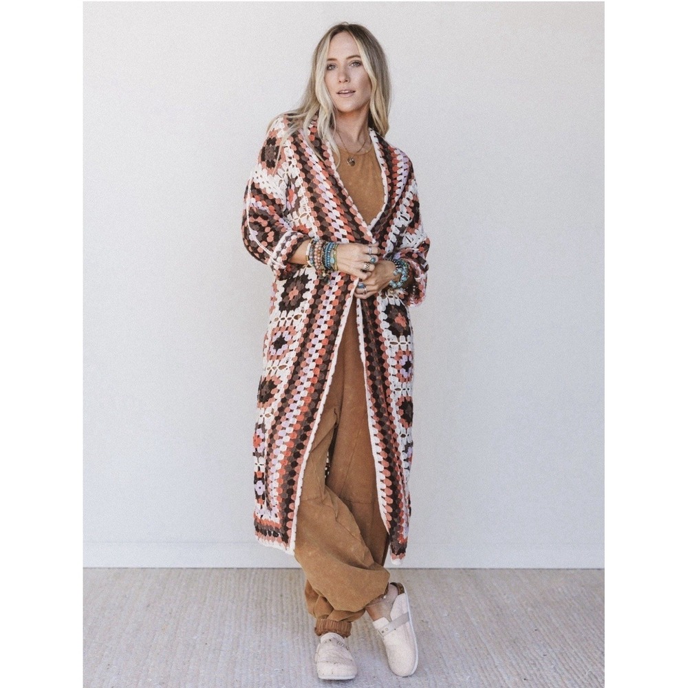 Three Birds Nest Boho Soulful Wanderer Duster Cardigan - Size S/M -Granny Square